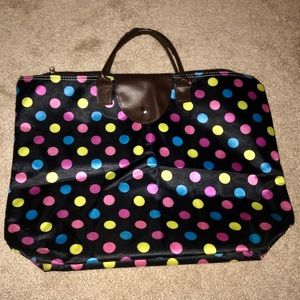 Polka dot tote bag.